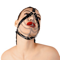 Маска с цепями Art of Sex Devon, натуральная кожа, черный цвет