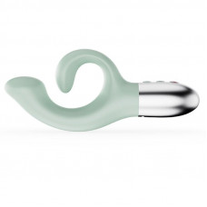 Вібратор-кролик для точки G KISSTOY Big G, зелений, вигнутий, з автопідігрівом — Keks-Hub