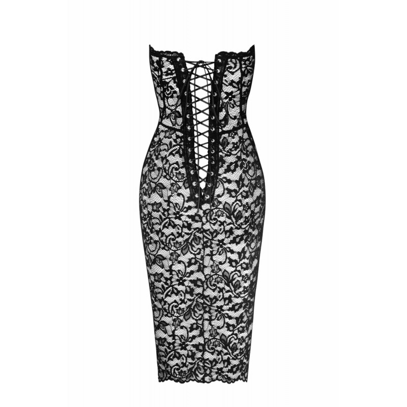 Чорна сукня Noir Handmade F301 Catalyst XXL: показ шнурівки на спині для ідеальної посадки