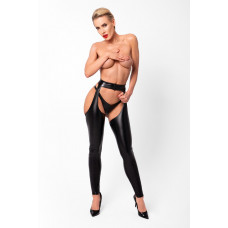 Легінси Noir Handmade F323 Rebel, M, black, під латекс, з відкритими стегнами та сідницями