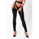 Фронтальний вид легінсів Noir Handmade F323 Rebel, чорні, з акцентом на вирізи на стегнах, розмір XXL