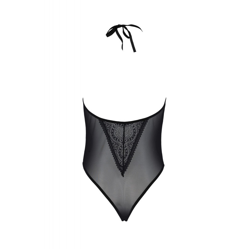 Фрагмент боді Passion DROSERA BODY black з елегантними зав'язками на верхній частині, чорний, L/XL