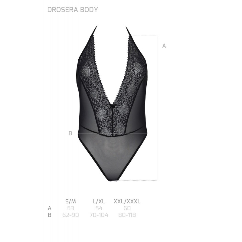 Боді Passion DROSERA BODY black, вид ззаду, демонструє крій та посадку, чорний, L/XL