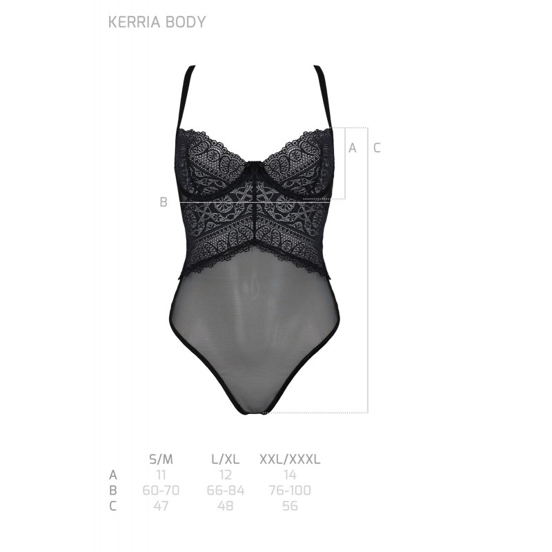 Боді Passion KERRIA BODY black XXL/XXXL, вид ззаду, акцент на вирізах