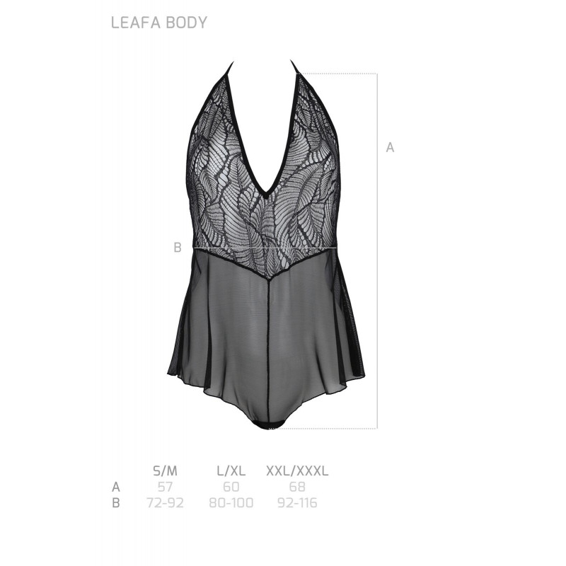 М'яка чашка чорного боді Passion LEAFA BODY XXL/XXXL, комфортна підтримка