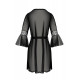 Пеньюар Passion LEAFA PEIGNOIR black XXL/XXXL: деталь пояса та коміра, елегантний дизайн