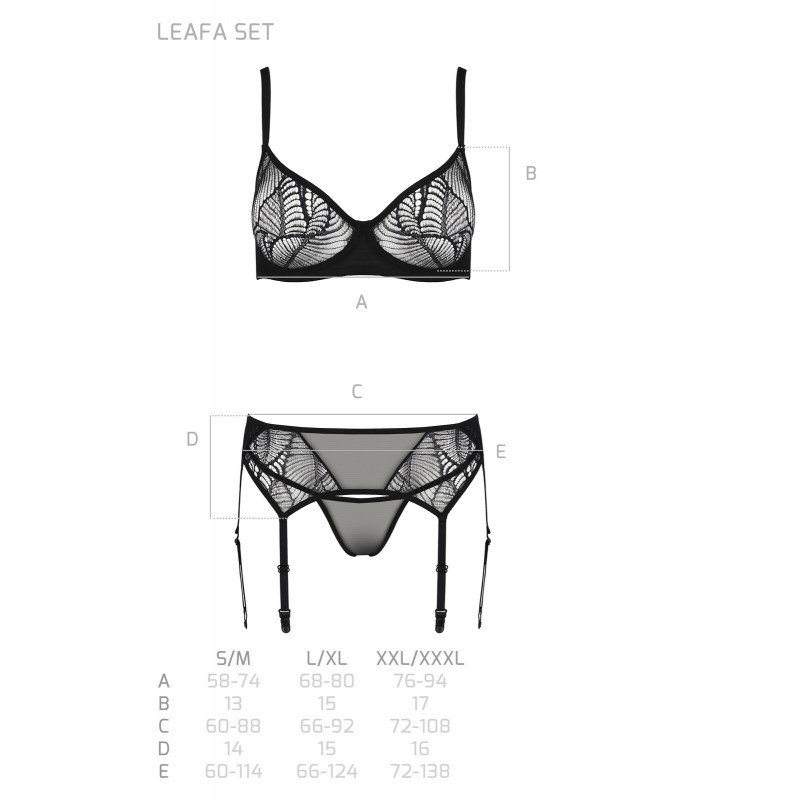 Комплект Passion LEAFA SET black L/XL: комплект в упаковці бренду Passion