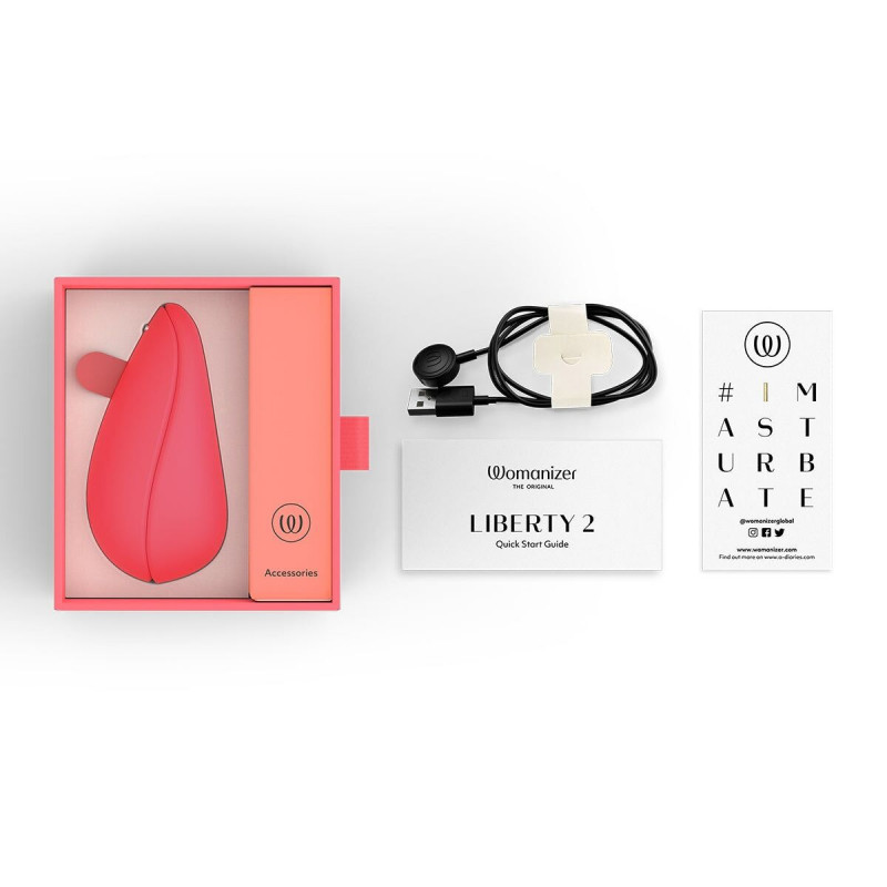 Вакуумний стимулятор Womanizer Liberty 2 Vibrant Rose, кнопка управління режимами