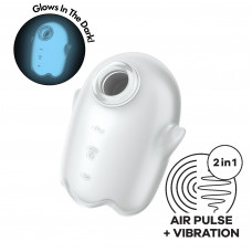 Кліторальний вакуумний стимулятор Satisfyer Glowing Ghost White з вібрацією, що світиться в темряві — Keks-Hub