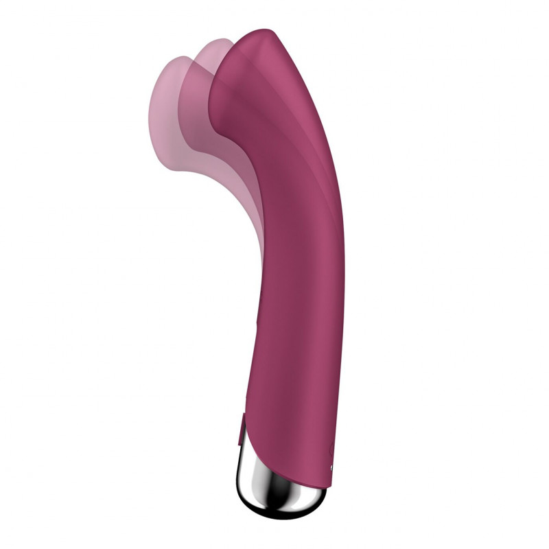 Satisfyer Spinning G-Spot 1 Red, вид збоку, демонстрація вигнутої форми для досягнення точки G