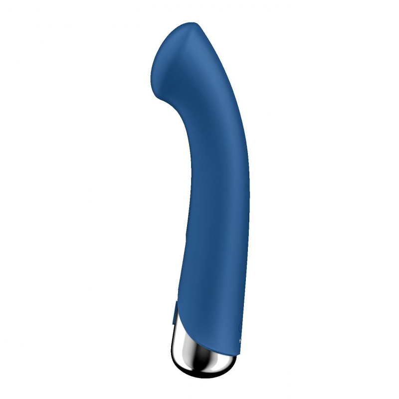 Вібратор Satisfyer Spinning G-Spot 1 Blue збоку: демонстрація його плоского, зручного для введення профілю