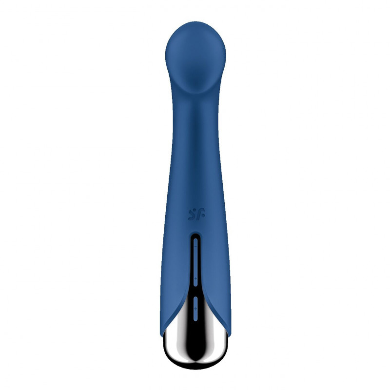 Вібратор Satisfyer Spinning G-Spot 1 Blue у дії: демонстрація ротаційної головки, що обертається для посиленої стимуляції