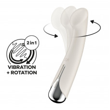 Вібратор Satisfyer Spinning G-Spot 1 ротаційний, бежевий, з плоским майданчиком для G-точки — Keks-Hub