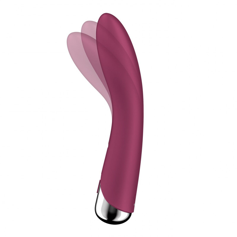 Satisfyer Spinning Vibe 1 Red, детальний вигляд збоку, що демонструє вигнуту форму для стимуляції точки G