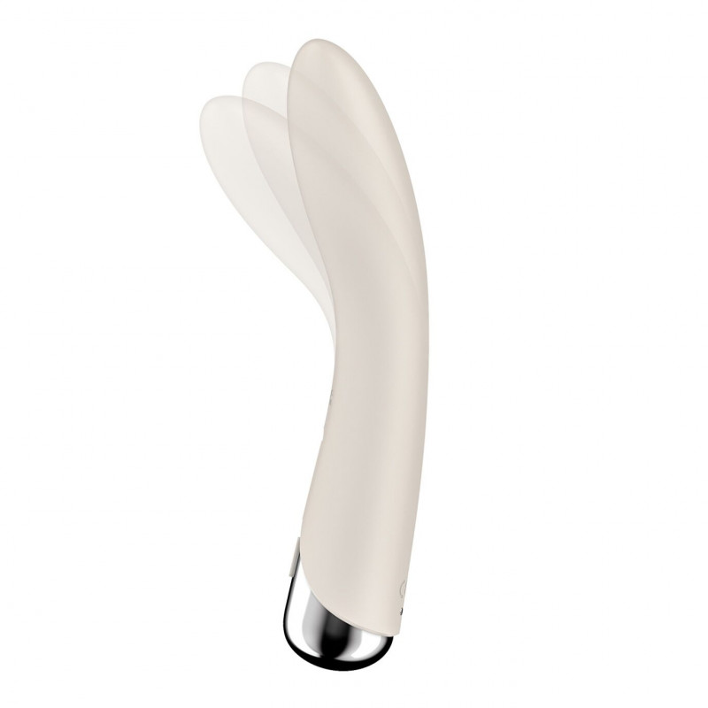 Вібратор Satisfyer Spinning Vibe 1 Beige, вид збоку, демонструє ергономічну форму та текстуру матеріалу
