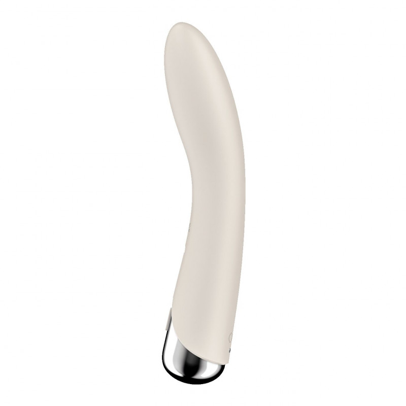 Упаковка вібратора Satisfyer Spinning Vibe 1 Beige, брендована коробка, що підкреслює якість продукту