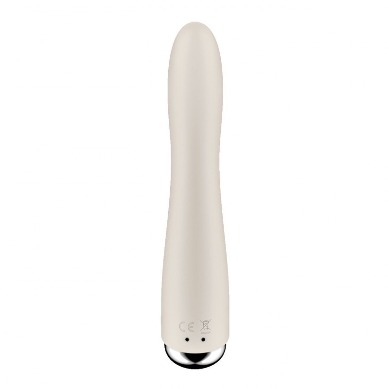 Крупним планом обертовий наконечник вібратора Satisfyer Spinning Vibe 1 Beige, деталізація текстури для стимуляції точки G