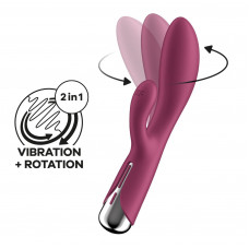 Вібратор-кролик Satisfyer Spinning Rabbit 1 Red з ротацією, 3 мотори — Keks-Hub