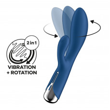 Вібратор-кролик Satisfyer Spinning Rabbit 1 Blue з ротацією, 3 мотори — Keks-Hub