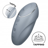 Вибростимулятор-пульсатор Satisfyer Tap & Climax 1 Bluegrey с эффектом постукивания пальцем, 2 мотора