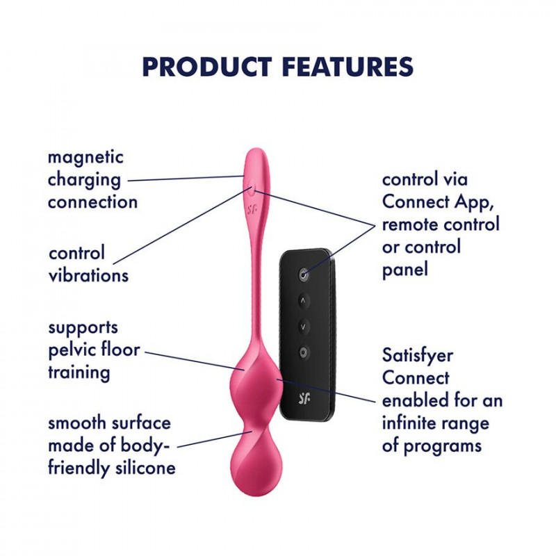 Упаковка вагінальних смарт-кульок Satisfyer Love Birds 2 Connect App Red, стильний дизайн