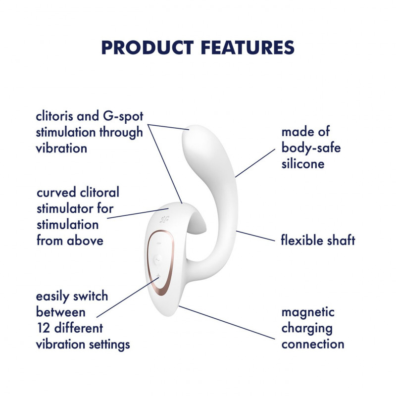 Satisfyer G for Goddess 1 White: деталі дизайну, унікальна форма для максимальної насолоди