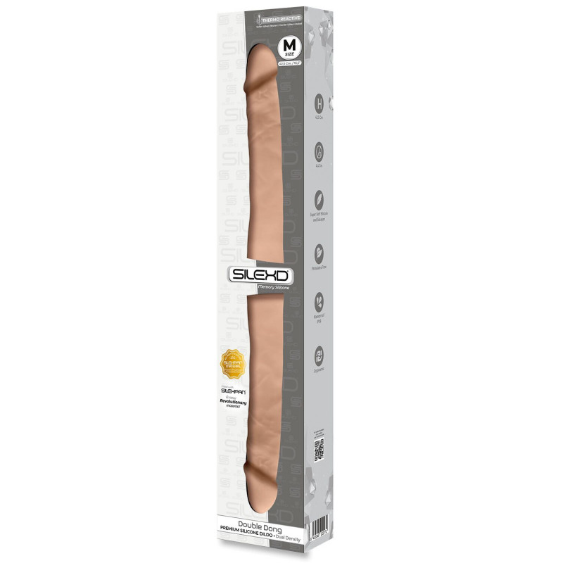 Упаковка двостороннього фалоімітатора SilexD Billy-Joe Double Dong Flesh M: вид збоку, бренд SILEXD