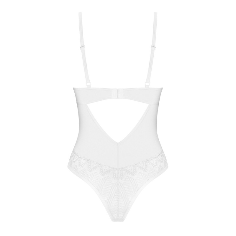 Вигляд ззаду білого боді Obsessive Alissium Teddy XS/S