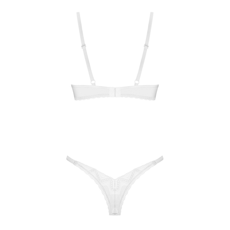 Деталізація мережива на ліфі комплекту Obsessive Alissium M/L: квіткові мотиви та вишукані візерунки