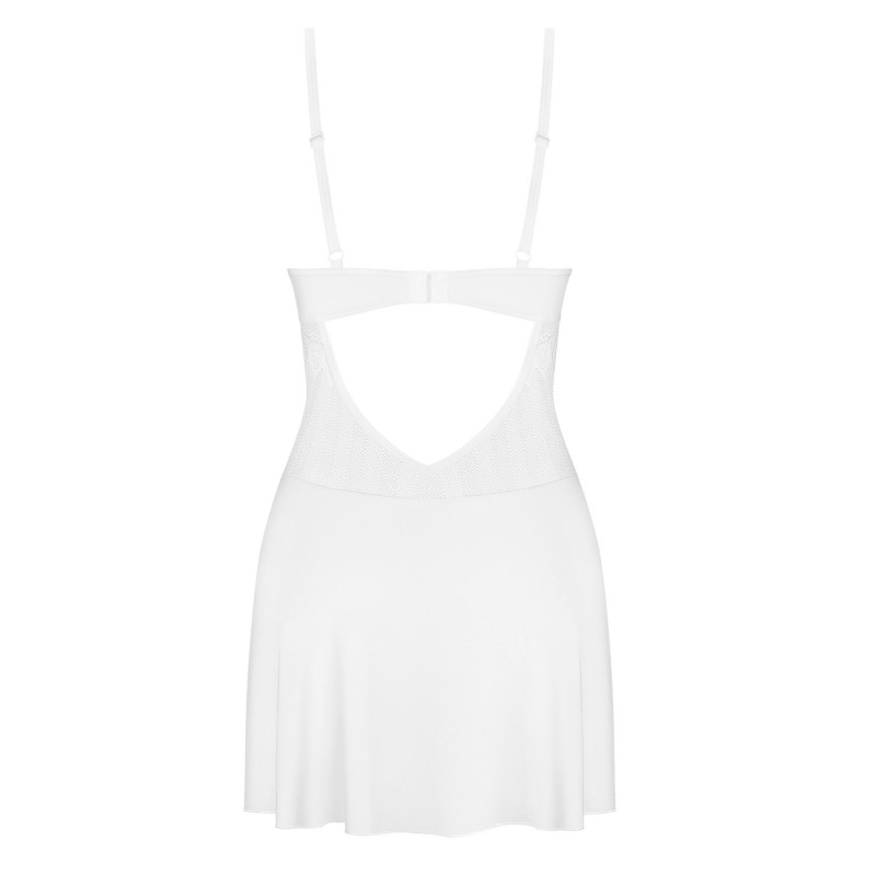 Пеньюар Obsessive Alissium chemise & thong мереживний ліф стрінги XL/2XL комплект