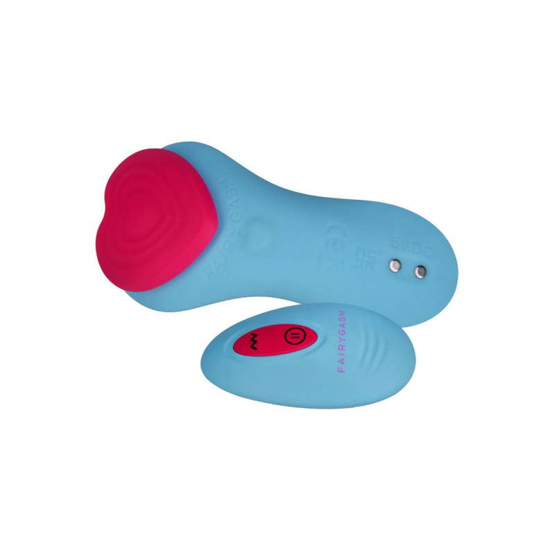 Синій вібратор FairyGasm HeartGem у контексті використання (ілюстрація)