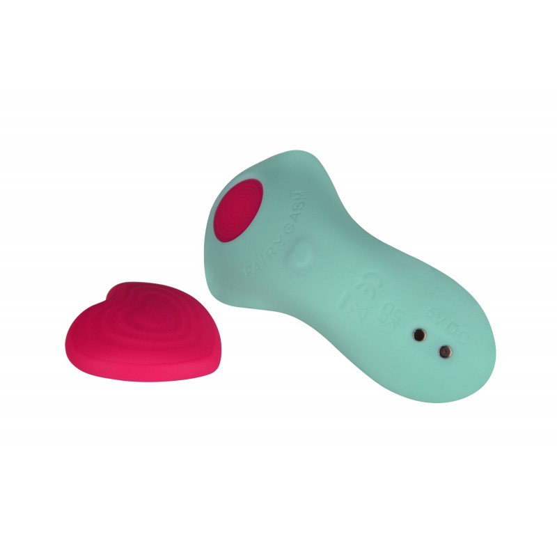 Вібратор у трусики FairyGasm HeartGem green, крупним планом, текстура матеріалу