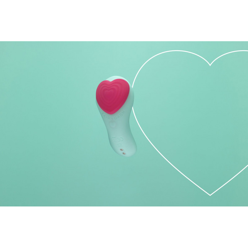 Вібратор у трусики FairyGasm HeartGem green, крупним планом, кнопка керування
