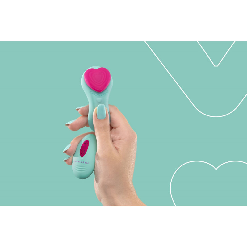 Вібратор у трусики FairyGasm HeartGem green, демонструє деталі дизайну