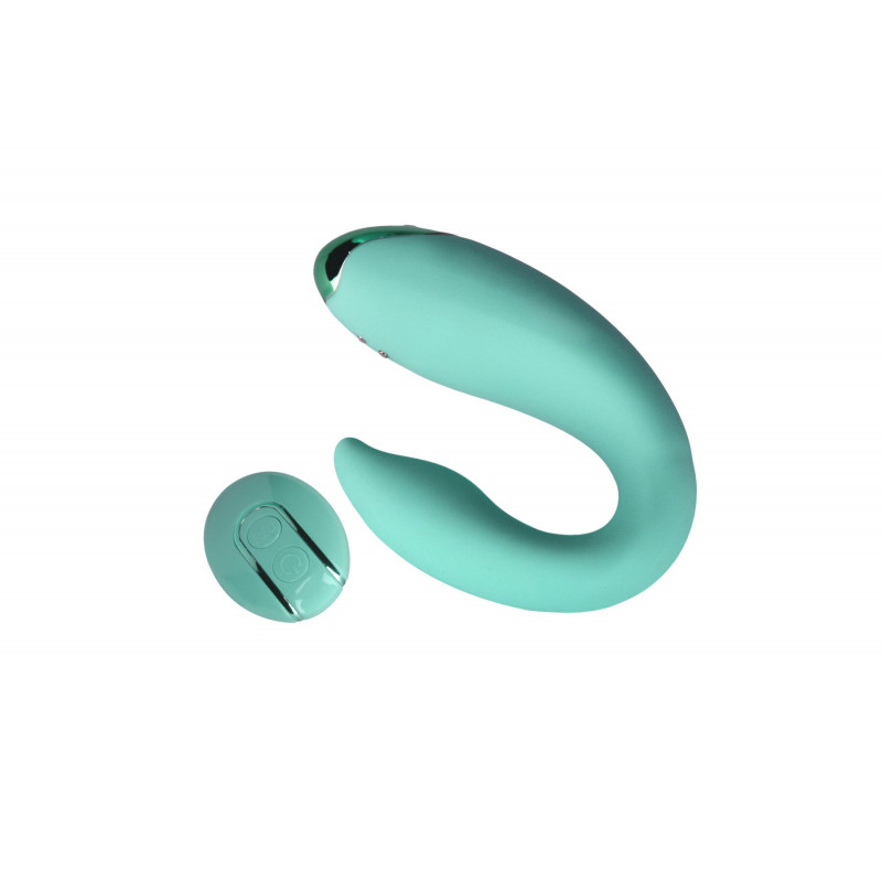 Вібратор для пар FairyGasm PleasureBerry зелений, демонстрація форми для пар