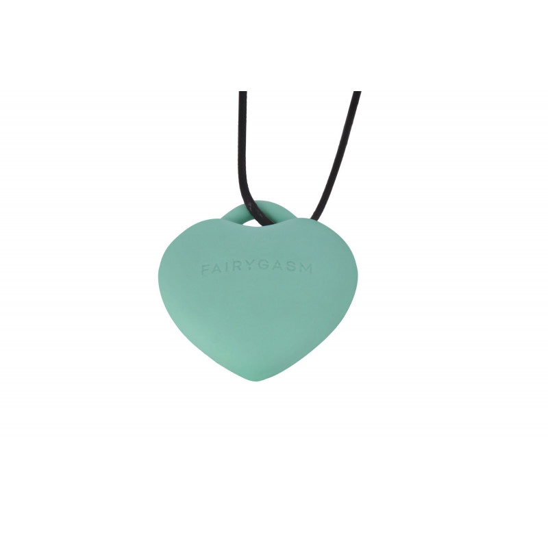 Мінівібратор FairyGasm PleasureStone Сердечко зелений, вигляд збоку, демонструє вигнуту форму.