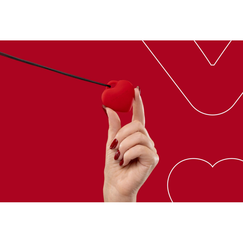 Мінівібратор FairyGasm PleasureStone Сердечко червоний, що показує шнурок для зручності