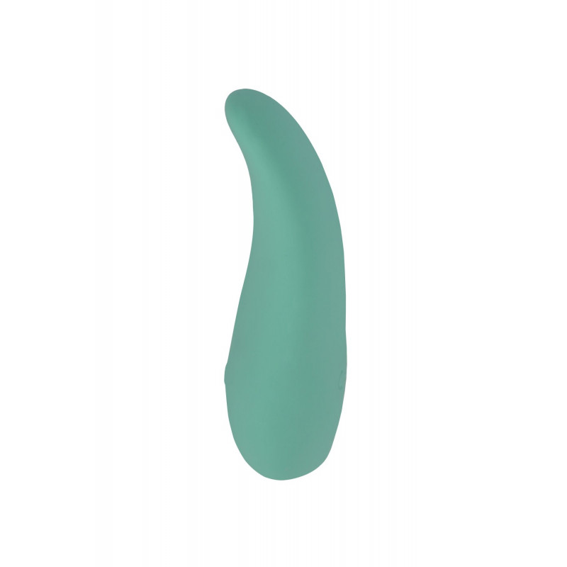 Вібратор FairyGasm ThrillLeaf green в дії, демонструє рівень вібрації