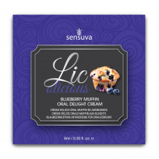 Пробник гелю для мінету Sensuva Lic-o-licious Blueberry Muffin (6 мл) оліїстий без цукру — Keks-Hub