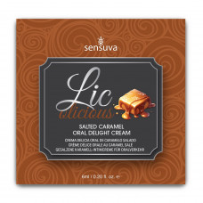 Пробник геля для мінету Sensuva Lic-o-licious Salted Caramel (6 мл), оліїстий, без цукру — Keks-Hub