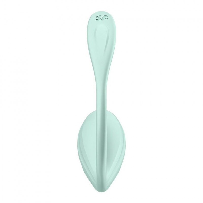 Смарт-віброяйце Satisfyer Smooth Petal Connect App Mint - вид зверху, демонстрація керуючої кнопки