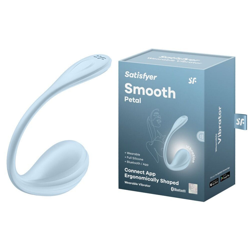 Деталі дизайну смарт-віброяйця Satisfyer Smooth Petal Connect App Light Blue