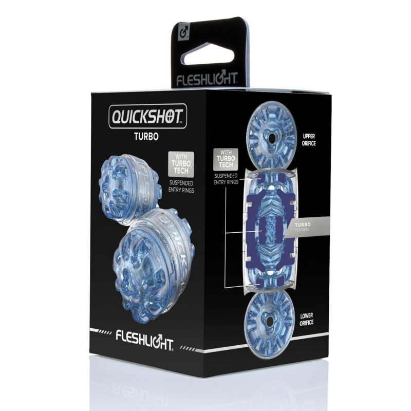 Мастурбатор Fleshlight Quickshot Turbo Blue Ice у розібраному вигляді