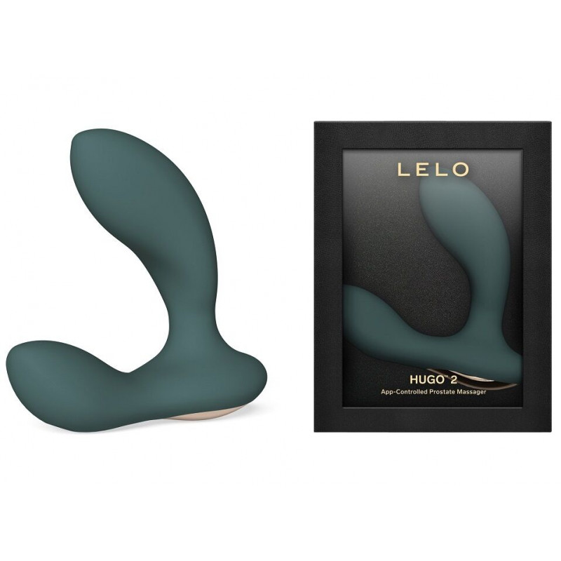 LELO Hugo 2 Green: вид збоку, ергономічна форма, силіконова текстура для комфортного використання