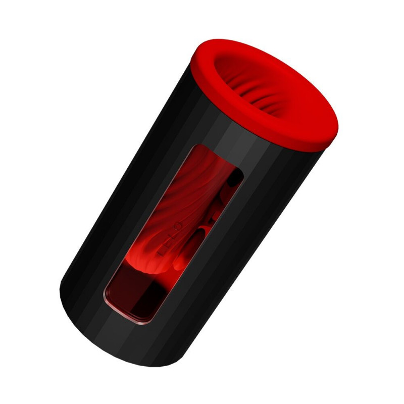 Смарт-мастурбатор LELO F1S V3 Red, детальний вигляд збоку, демонстрація текстури матеріалу