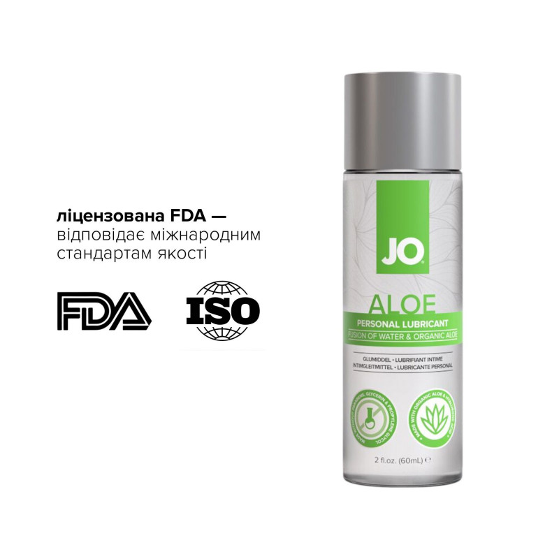 Змазка JO H2O Organic Aloe 60 мл, комплект з алое