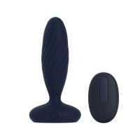 Анальная смарт-вибропробка Svakom Jordan Navy Blue с пульсацией, пульт ДУ