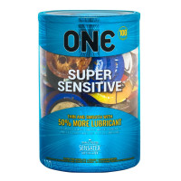 Презервативы ONE Super Sensitive, 100 шт, гладкие, с дополнительной смазкой, тубус