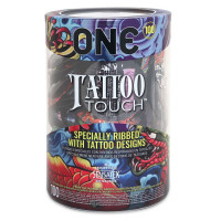 Набір презервативів ONE Tattoo Touch, 100 шт, рельєфні, 3 різновиди, в тубусі