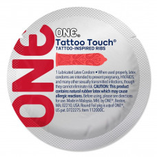 Презерватив ONE Tattoo Touch Red, червоний, з рельєфом татуювання, 1 шт — Keks-Hub